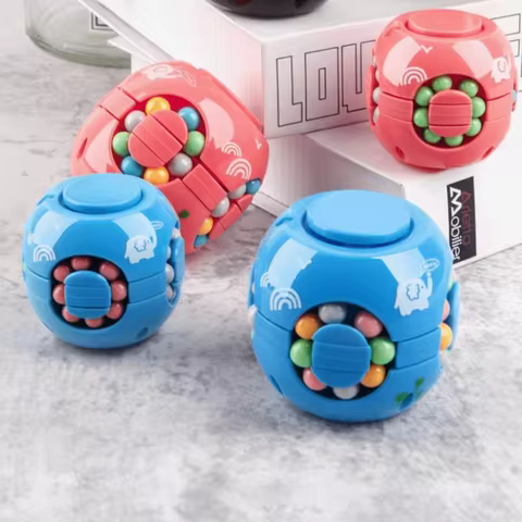 New High Quality Portable Funny Plastics Magic Bean Cube Spinner Rotating Ball 3D Rotating Ball Fing