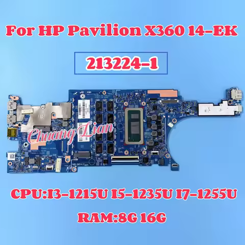 213224-1 For HP Pavilion X360 14-EK Laptop Motherboard with CPU I3-1215U I5-1235U I7-1255U RAM 8G 16