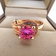 แหวนเกือกม้าเพชรโมอิสสีชมพู1CT ที่มีใบรับรองกรา100%-เครื่องประดับสเตอร์ลิงเงินผู้หญิง S925วัสดุแหวนข