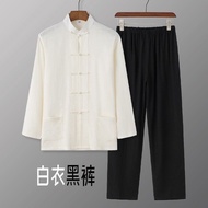 Ready Stock spot Bruce Lee Tang Suit Kung Fu Suit Wing Chun Taijiquan Practice Suit Cotton Linen#龙争虎