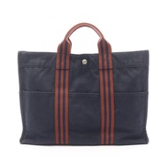 【二手】愛馬仕 HERMES 托特包 Fourre-Tout MM 100755M 海軍藍帆布 Fourre-Tout 托特包 MM 海軍藍 女士二手 B