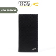 camel active Men Long Wallet Leather 14 Card Compartments Proforated Black (LW6649BP6#BLK)