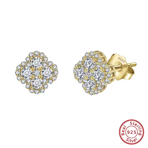 ORSA JEWELS Exquisite 925 Sterling Silver Clover Zircon Earrings for Women Shiny 8A Premium Cubic Zi