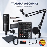 Yamaha AG06MK2 Streaming Mixer Set with AT2020 Microphone and Arm Stand