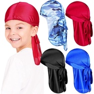 Loopeer 4 Keping Kanak-kanak Satin Durag Balut Kepala Tudung Durag Sutera dengan Ekor Panjang Tali L