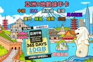 📬限時包平郵📬🔥熱賣🔥✈️亞洲9地365日無限上網卡 10GB 中國/澳門/日本/南韓/新加坡/泰國/馬來西亞/越南/印尼/ 亞太年卡 即插即用 無需實名 Asia Data sim card/365