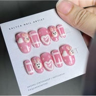 3D Pink Rabbit Nails | Press On Nails | False Nails | Fake Nails