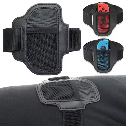 2PCS Black Breathable Fit Adventure Leg Strap Elastic Band Game Handle Holder Ring Tie For Nintendo
