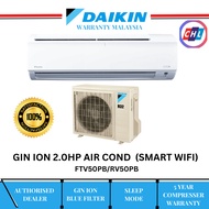 DAIKIN (READY STOCK) 2.0HP R32 NON INVERTER SMART WIFI AIR COND FTV50PB/RV50PB - DAIKIN WARRANTY MAL