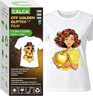 CALCA Specialty DTF Transfer Film - 11.8in x 32.8ft/30cm x 10m DTF Golden Glitter Film, Cold Peel