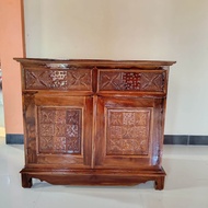 bufet tv minimalis jati 1 meter 2 pintu 2 laci finishing