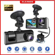 3 Channel Dash Cam Front Rear Inside 1080P 60fps Night Vision 64GB 24H Parking Mode