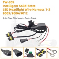 Car 9005/9006/9012 HID LED Light Relay Harness 3-50V High Low Beam 1 Lead 2 Lamp Wire Universal For 