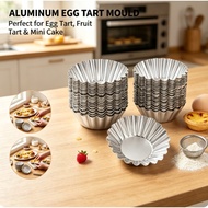10pcs Aluminum Tart Mould Egg Tart Cheese Tart Fruit Tart Baking Cupcake Mold 3.5-8cm