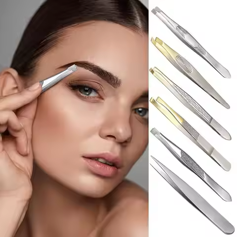 1PC Stainless Steel Slant/Tip/Flat Eyebrow Tweezer for Facial Hair Ingrown Hair Removal Tool Tweezer