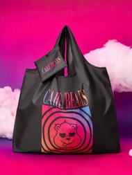 SHEIN X Care Bears 心形熊印花可摺疊rpet購物袋,輕便攜帶