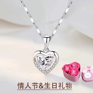[Genuine] Pure Silver S999 Sterling Silver Necklace ins Clav【正品】足银S999纯银项链ins锁骨链爱心吊坠七夕情人节生日礼物ktdd3ie
