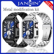 JANSIN Luxury Modification Kit Strap for สายนาฬิกาApple Watch Band Series 8 7 45mm refit set Metal s