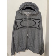 Critic Worm Hole Double Zipper Grey Hoodie