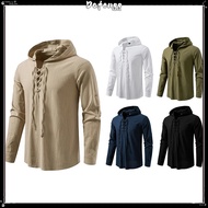 Dafengg Men Long Sleeve Shirts Drawstring Style Mens Dress Shirts Hoody Casual Male Clothes Chemise 