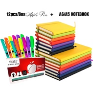 A5 / A6 notebook + 1 Box Apple Pen [ 12 Gel Pens in 1 Box ] Office and school supplies