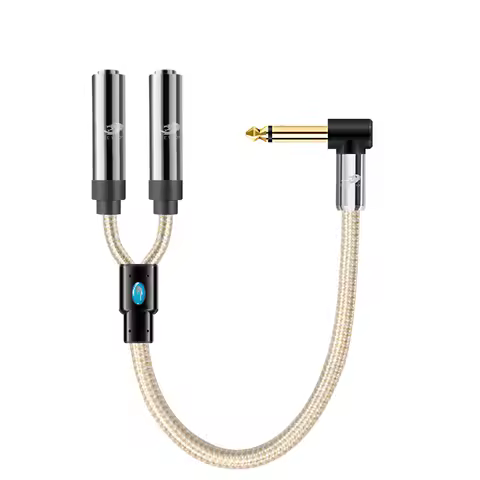 Audiophile Conversion Cable 25cm MONO 6.35mm to Dual 6.35mm Female for Microphone 1/4 Inch TS Jack S