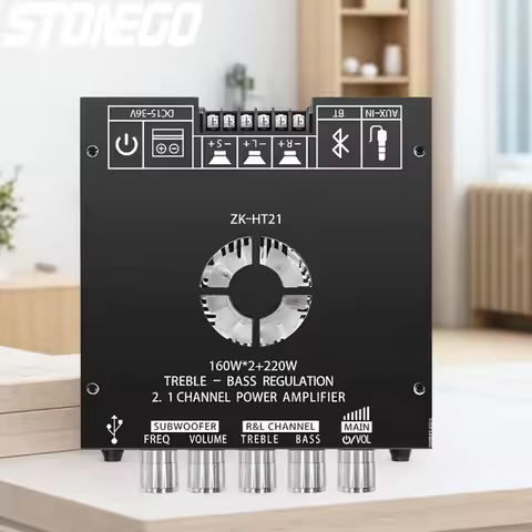 ZK HT21 2.1 Channel TDA7498E 160WX2 220W Bluetooth 5 0 Digital Power Amplifier Module High Low Tone 