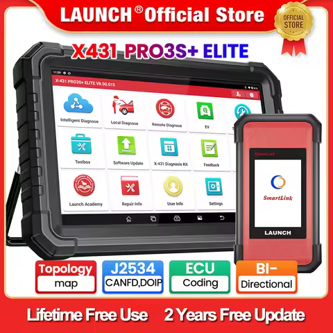 LAUNCH X431 PRO3S+ ELITE Smartlink Bidirectional Diagnostic Scan Tool with J2534 Coding CANFD DOIP F