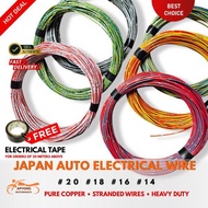 [1 meter] Gauge 20, 18, 16, 14 Japan Automotive Wire Pure Copper Heavy Duty