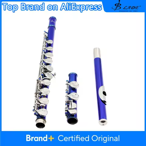 16 Closed Holes Flute C Key Blue Flute with E key Professional Woodwind Instruments Transverse Flute