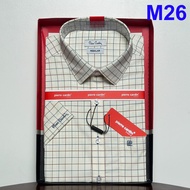 Men's Shirts, Short-Sleeved Medium Checkered Beige Shirts, Korean Market Model Men's Shirts M26