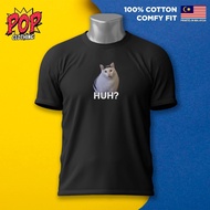 S-5XL Huh Cat Meme Kucing Meow Graphic Tee Cotton T-Shirt Tshirt Unisex COD