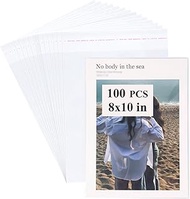 Miraclekoo 100Pcs 8-3/8 x 10-1/4 Inch Clear Plastic Sleeves Thick Self Sealing Cellophane Cello Bags