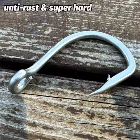 Super Giant Fish Hooks 1/0-12/0 Fishhook Stainless Steel Gaff Barbed Antirust Sharp Angle Ocean Pesc