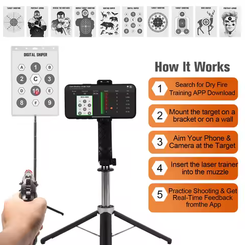 Laser Training System - Home Dry Fire Practice Save Ammo Cost for Cal 7mm/12GA/40S&W/10mm/45ACP/Cal 