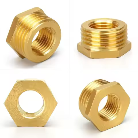 1/4" 3/8" 1/2" 3/4" 1" NPT BSPT Male x Female Reducer Bushing Brass Pipe Fitting Connector Water Gas