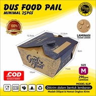 (25 pcs) Food Pail Motif Rice Box 290gsm Paper Lunch Box Kertas Dus Makanan Takeaway Kraft Grosir