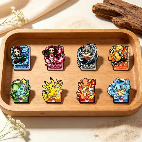 4/8pcs Anime Enamel Pins Cartoon Character Hard Enamel Lapel Brooches Metal Badges for Backpack Coll