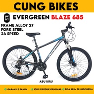 SEPEDA GUNUNG MTB 27.5 INCH EVERGREEN TYPE BLAZE 685 FRAME ALLOY INNER CABLE 24 SPEED FORK SUSPENSIO