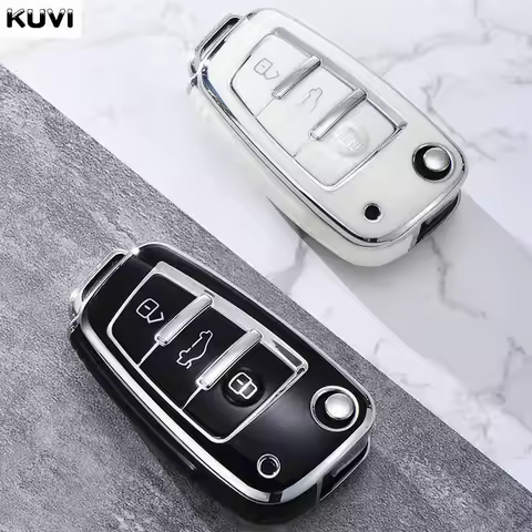 10PCS TPU Car Flip Key Case Cover Shell For Audi A1 A3 8P 8L A4 A5 B6 B7 A6 A7 C5 C6 4F Q3 Q5 Q7 Q8 