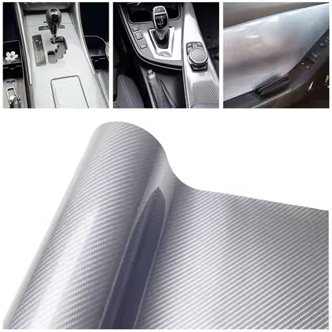 Self-Adhesive Silver 6D Carbon Fiber Vinyl Film for Car Wrapping DIY Styling Sheet Roll Auto Hood Ro
