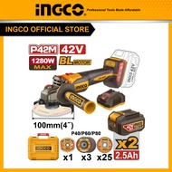Máy mài góc motor không chổi than 3 cấp tốc độ hệ pin 42V max INGCO CAGLI4128102