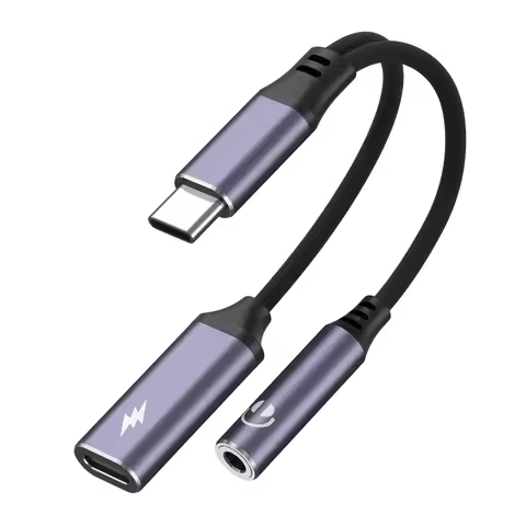 Type C to 3.5mm Headphone and Type C Charger Adapter USB C to 3.5mm AUX Audio Jack Dongle Cable Conn