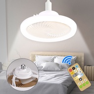 Ceiling Fans Light With Remote Control LED Lamp Fan E27 Converter Base Smart Silent Ceiling Fans For Bedroom Living Room