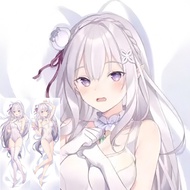 Emilia Dakimakura Waifu Pillowcase Re:Zero Cosplay 2-Side Print Anime Hing Cushion Cover Case
