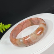 稀有阿拉善瑪瑙手鐲60+MM 高瓷玉化爆裂紋戈壁彩玉手環 帶天眼