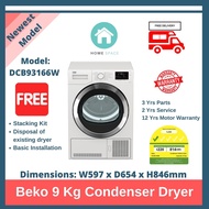 Beko 9Kg Condenser Dryer (DCB93166W) + FREE Stacking Kit, Newest 2021 Model!