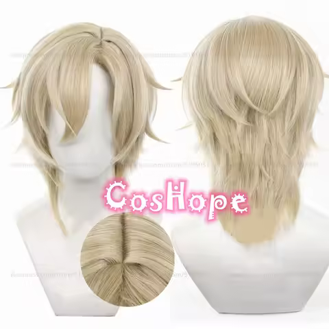 HSR Aventurine Cosplay Wig 40cm Short Hair Khaki Wig Cosplay Anime Cosplay Wigs Heat Resistant Synth