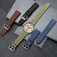 ■Tarpaulin canvas strap watch strap male suitable for Tissot Hamilton Mido radar nylon strap accessories pin buckle