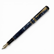 品相極佳 ▼ PARKER Duofold Centennial 鋼筆，18K 金筆尖 (F)，大理石藍，黑色和金色，英國製造，男士。